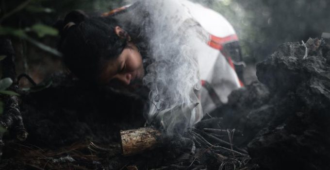 using wood chips for smoking on a rotisserie