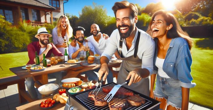 backyard bbq with meat probe