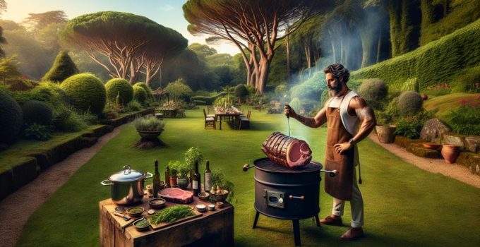 prime rib cooking outdoors