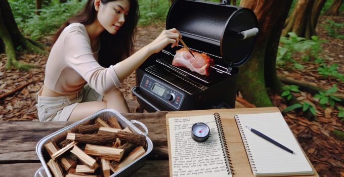 smoking pork butt outdoors