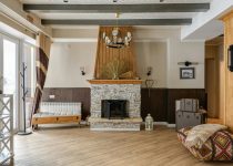 stylish grey stone fireplace