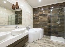 outdoor shower stone floor