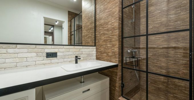 outdoor stone wall shower