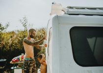 portable camping shower setup